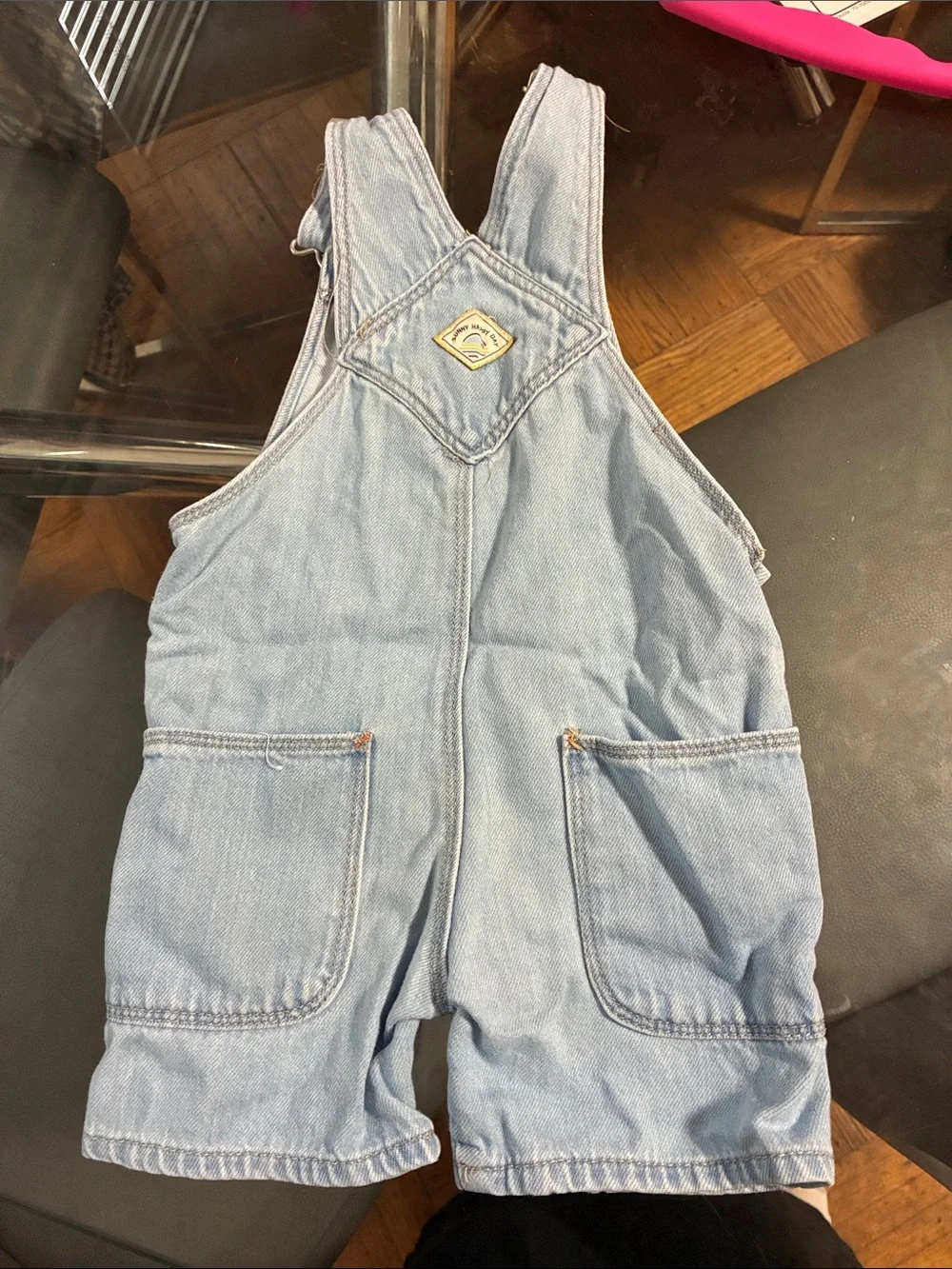 Zara Light Blue Denim Short Overalls Romper